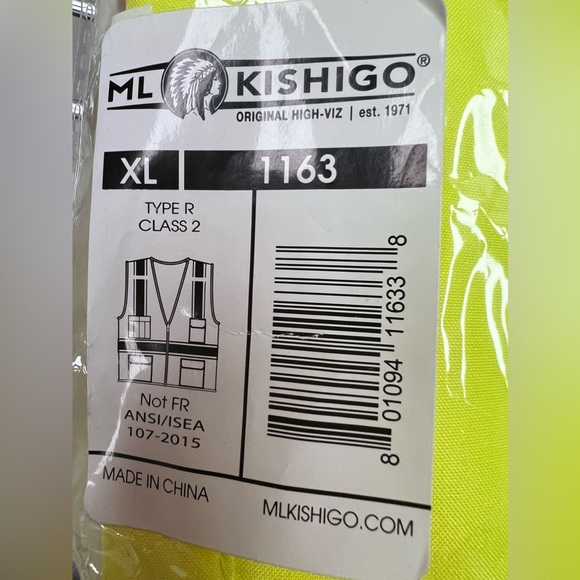 ML Kishigo Solid Front Safety Vest w/ Mesh Back Size XL 1163 - Picture 5 of 6